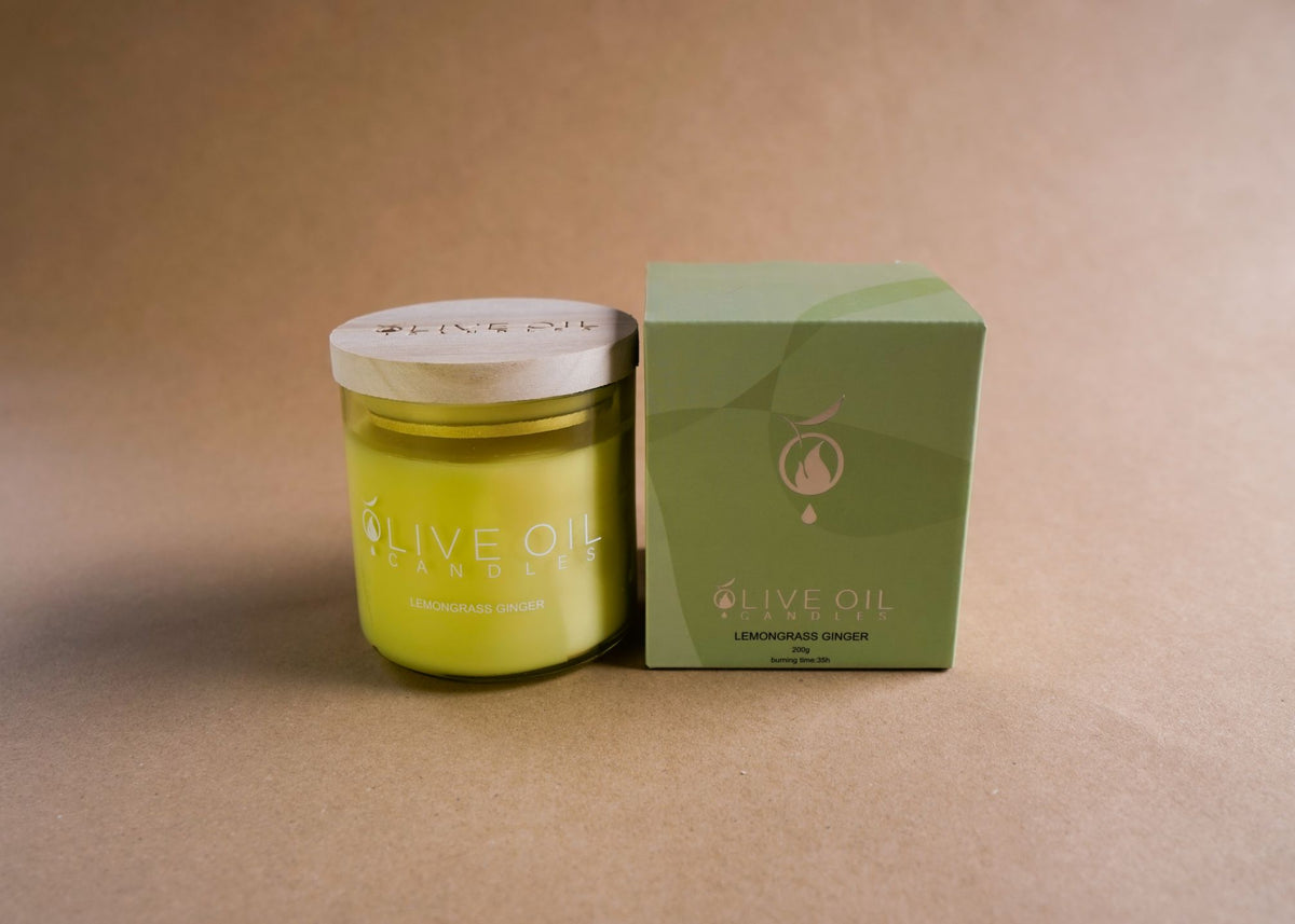 Oliveoil Candles, Lemongrass and Ginger , 200g